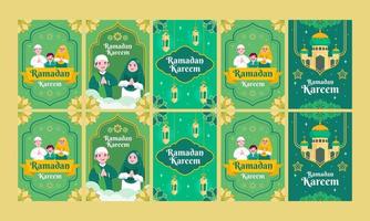 Ramadan kareem sociaal media verhalen vector vlak ontwerp