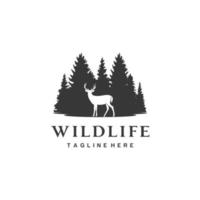 hert Spar naald- pijnboom groenblijvend Woud boom dieren in het wild logo ontwerp vector