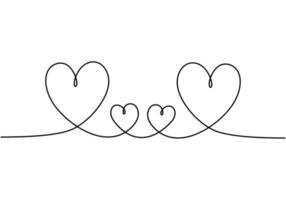 harten liefde symbool, een lijntekening. concept van gezinsleden. metafoor van zorgzaamheid, vriendschap, romantiek, romantisch en minimalisme. vector