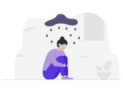 een meisje dat zich depressief voelt vector