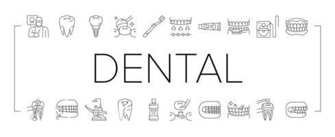 tandheelkundig zorg tandarts tand implantaat pictogrammen reeks vector