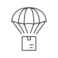 karton naar beneden Aan parachute vrij Verzending lijn icoon vector illustratie