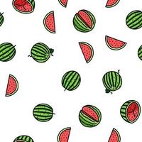 watermeloen zomer fruit plak vector naadloos patroon