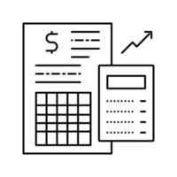 financieel rapport rekenmachine lijn pictogram vectorillustratie vector