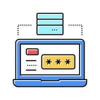 server laptop wachtwoord invoer kleur pictogram vectorillustratie vector