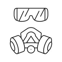 gezichtsmasker en gasmasker lijn pictogram vector geïsoleerde illustratie