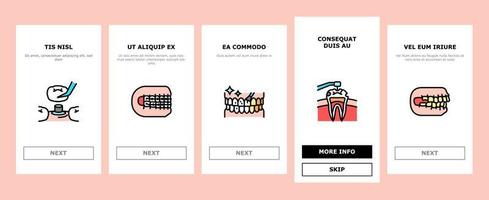 tandheelkundig zorg tandarts tand implantaat onboarding pictogrammen reeks vector