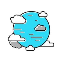 blauwe planeet met wolken kleur pictogram vectorillustratie vector