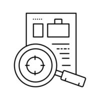 onderzoek naar cv of business case lijn pictogram vectorillustratie vector