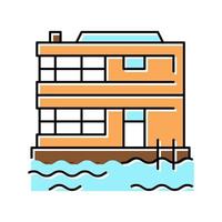 drijvend op water woonplaats huis kleur pictogram vectorillustratie vector