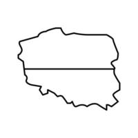 Polen land kaart vlag lijn icoon vector illustratie