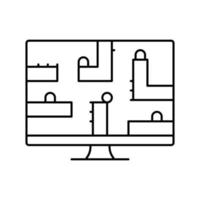 puzzel platform video game lijn pictogram vectorillustratie vector