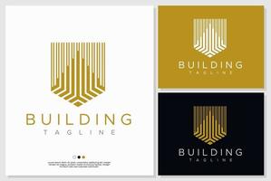 luxe eigendom logo ontwerp vector. gebouw schild logo sjabloon. vector