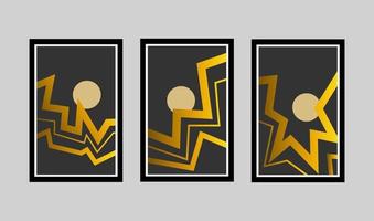 premie luxe goud behang. zwart en gouden achtergrond met de maan. berg muur kunst ontwerp met een donker gouden kleur. glimmend gouden licht textuur. modern kunst behang ontwerp. vector