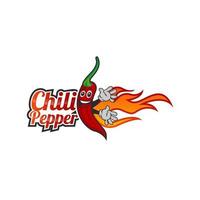 rood heet Chili peper karakter met brandend vlammen illustratie van een grappig tekenfilm rood heet Chili peper kruid, met brandend vlammen voor Mexicaans en zuiden Amerikaans voedsel recept vector