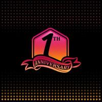 een jaren verjaardag viering logo. 1e verjaardag logo, zwart achtergrond vector