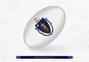 rugby bal met de vlag van Massachusetts Aan het. uitrusting voor rugby team van massachusetts. vector