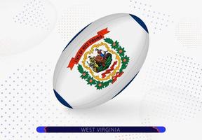rugby bal met de vlag van west Virginia Aan het. uitrusting voor rugby team van west Virginia. vector