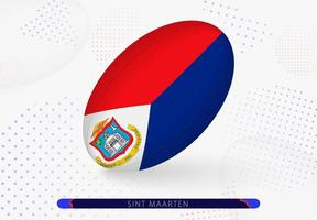 rugby bal met de vlag van sint maarten Aan het. uitrusting voor rugby team van sint maarten. vector