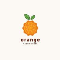 oranje fruit vers cirkel blad minimalistische logo ontwerp icoon vector