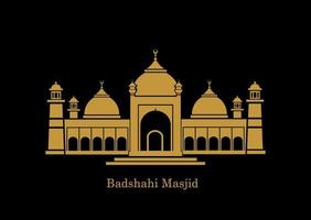 badshahi moskee vector icoon. badshahi masjid gouden kleur illustratie. badshahi masjid icoon.