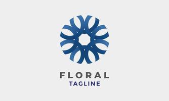 logo vector bloemen blauw minimalistische ontwerp bloem tekening kader