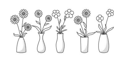 hand- getrokken tekening bloemen in vaas illustratie vector