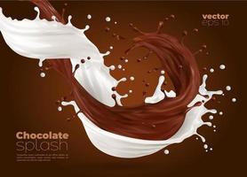 melk en chocola kolken Golf plons 3d beweging vector