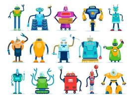 tekenfilm robots, droids karakters, vector cyborgs