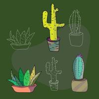 hand- getrokken tekenfilm tekening cactus vector