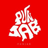 Punjab kaart met Punjab naam in Engels brieven. Punjab kaart typografie. Indisch staat Punjab belettering. vector