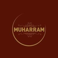 moharram geschreven met gouden maan. Muharram typografie. vector