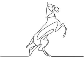 continu een lijntekening van een rennend paard. elegant paard gedaan in een minimale stijl. vector