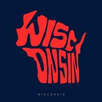 Wisconsin kaart typografie. Wisconsin staat kaart typografie. Wisconsin belettering. vector