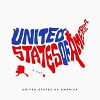 Verenigde staat van Amerika kaart belettering. Verenigde Staten van Amerika kaart typografie in vlag kleur. vector