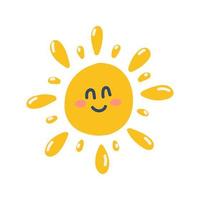 schattig glimlachen zon, vector vlak hand- getrokken illustratie