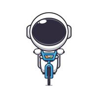 schattig astronaut mascotte tekenfilm karakter rijden Aan fiets. vector