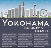 yokohama horizon met grijs gebouwen, blauw lucht en kopiëren ruimte. vector