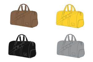 vector duffel Tassen met wit achtergrond, lijn kunst leer reizen tas, weekender tas.