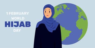 februari 1, wereld hijab dag vector grafisch. Dames moslim. vector