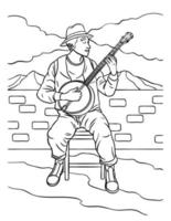 banjospeler kleur bladzijde voor kinderen vector