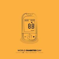 digitaal glucometer vector illustratie met lijn kunst ontwerp voor wereld diabetes dag ontwerp