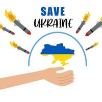 bidden voor vrede Oekraïne. opslaan Oekraïne. hand- met hart.stop oorlogskleuren van oekraïens vlag.stand met Oekraïne vector