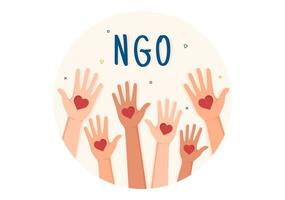 ngo of niet-gouvernementele organisatie naar dienen specifiek sociaal en politiek behoeften in sjabloon hand- getrokken tekenfilm vlak illustratie vector