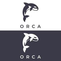 gemakkelijk zwart orka walvis dier sjabloon logo creatief ontwerp. moordenaar onderwater- dier. logo voor bedrijf, identiteit en branding. vector