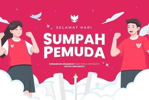 selamat hari sumpah pemuda middelen gelukkig Indonesisch jeugd belofte. vector