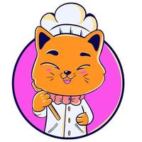 kat illustratie chef schattig mascotte vector