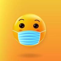 schattige emoji met mondmasker, nieuw normaal vector