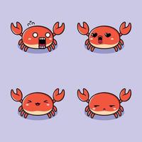 vector illustratie van kawaii krab emoji