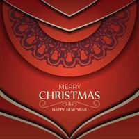 feestelijk brochure vrolijk Kerstmis en gelukkig nieuw jaar rood kleur met wijnoogst bordeaux ornament vector